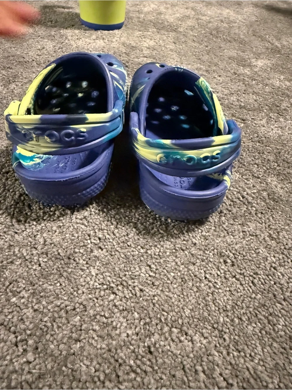 CROCS toddler Clog in Purple with Yellow & Teal Swirl